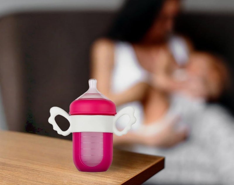 UWSTE 3Pack Baby Bottle Handles for Boon Nursh Reusable Silicone Pouch Baby Bottles, Silicone Bottle Holder for Easy Grip (White) - Image 4